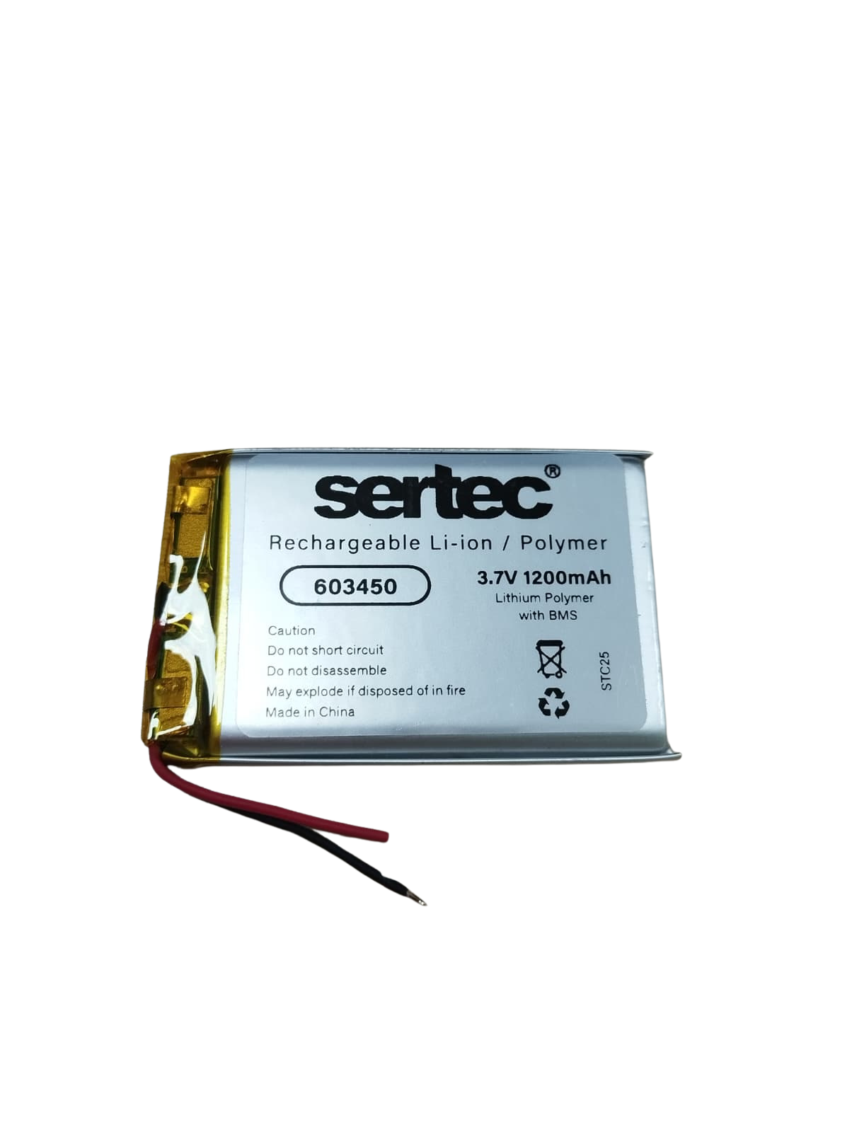 Sertec 603450 3.7V 1200 MAh Li-Polymer Pil (Devreli/1.5A)