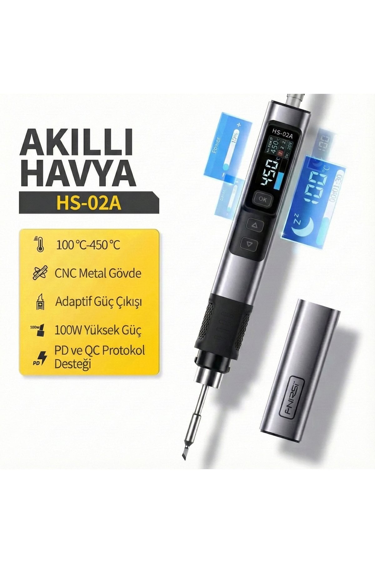 FNIRSI  HS-02A Akıllı Havya 6 Uçlu ve Alet Kutusu