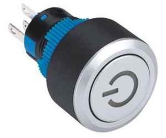 LAS1-AWY-22T-B Mavi Yaylı Buton (power) Çift Kontak 10 Adet