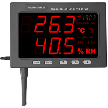 Tenmars TM-185D Işıklı Göstergeli Sıcaklık Nem Ölçer | Kayıt Yapabilir