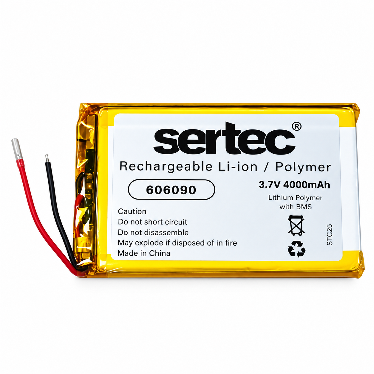 Sertec 606090 3.7V 4000mAh Li-Polymer Pil (Devreli/1.5A)