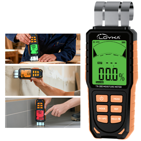 TR-300 Ahşap ve Yapı Malzemesi Nem Ölçer Kumaş,Kıyafet,Halı,Deri ve Kağıt Nem Ölçer