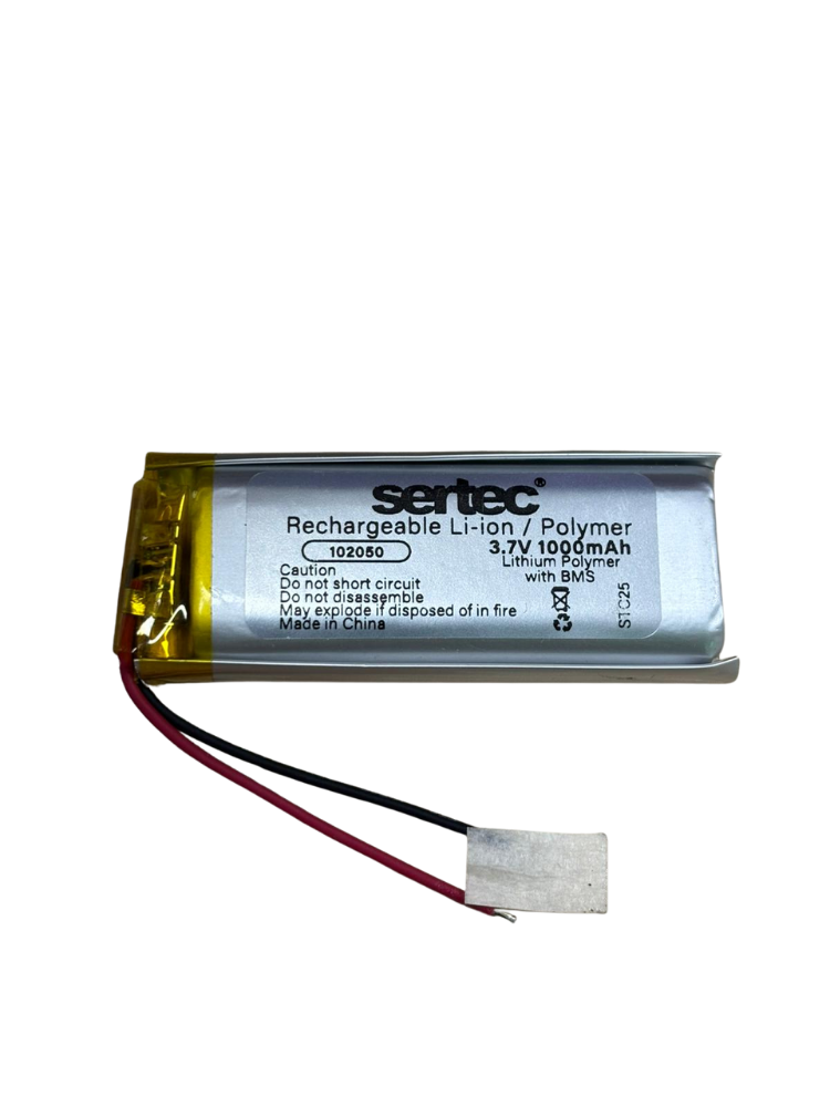 Sertec 102050 3.7V 1000mAh Li-Polymer Pil (Devreli/1.5A)