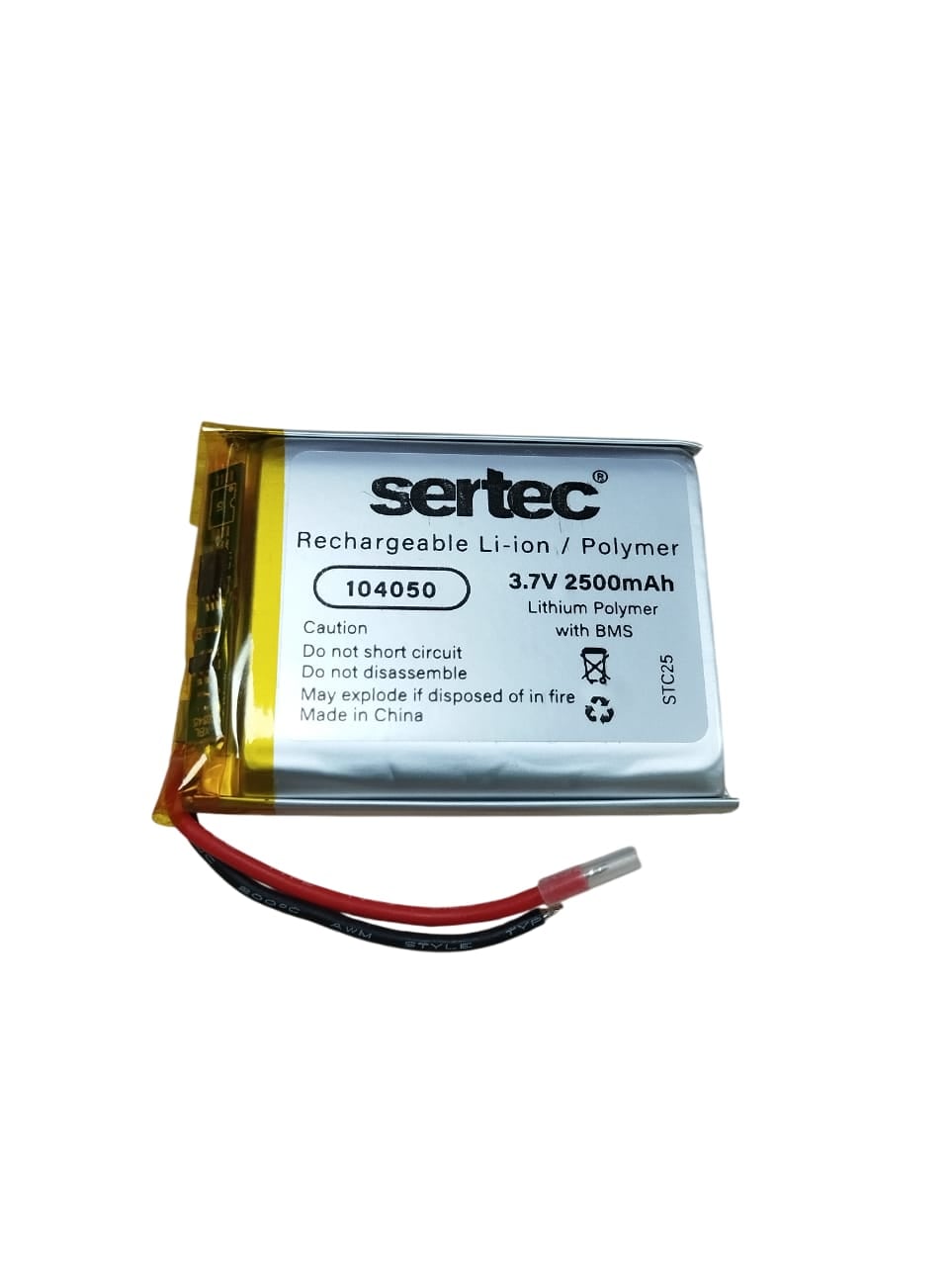 Sertec 104050 3.7V 2500mAh Li-Polymer Pil (Devreli/1.5A)