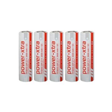 Power-Xtra PX18650-24P - 3.7V 2400 Mah Li-İon Şarjlı Pil - 12C - 30A  5 Li  (+ - Pinli)