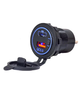 PANO TİP İKİLİ USB3.0 + TYPE-C SOKET 12-24V BUTONLU MAVİ LED IC-266C-6