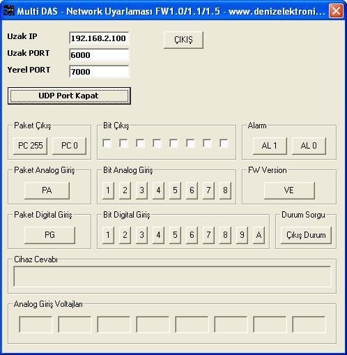 MultiDAS Kontrol Kartı (Ağ/Network/İnternet Üzerinden Kontrol)