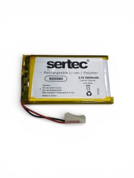 Sertec 605080 3.7V 3000 mAh Li-Polymer Pil (Devreli/1.5A)
