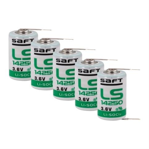 Saft LS14250 - 1/2 AA 3.6V Li-SOCI2 2PT Lithium Pil - 2 Pinli (5 Li Paket)