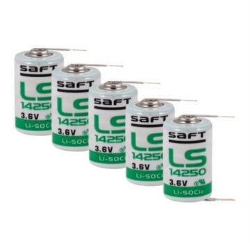 Saft LS14250 - 1/2 AA 3.6V Li-SOCI2 2PT Lithium Pil - 2 Pinli (5 Li Paket)