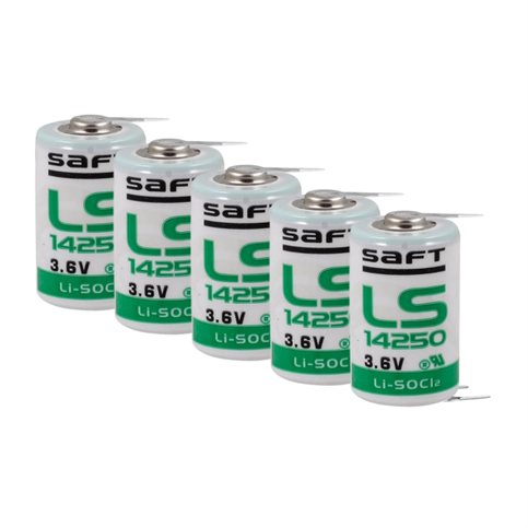 Saft LS14250 - 1/2 AA 3.6V Li-SOCI2 3PT Lithium Pil - 3 Pinli (5 Li Paket)