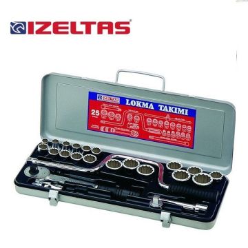 İzeltaş 1114 1/2'' Lokma Takımı On İki Köşe (25 Parça, mm)