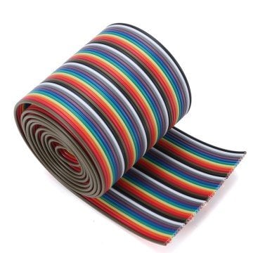 Arduino  40Pın 2.54mm 1 Metre Yassı Gökkuşağı Şeritli  Dupont Kablo(24AWG  Saf Bakır)