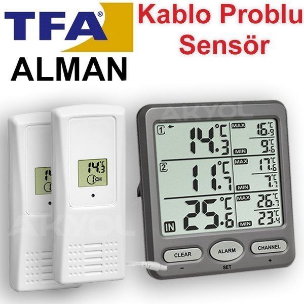 TFA 30.3062.10 TRIO Kablosuz İç ve Dış Ortam Sıcaklık Ölçer