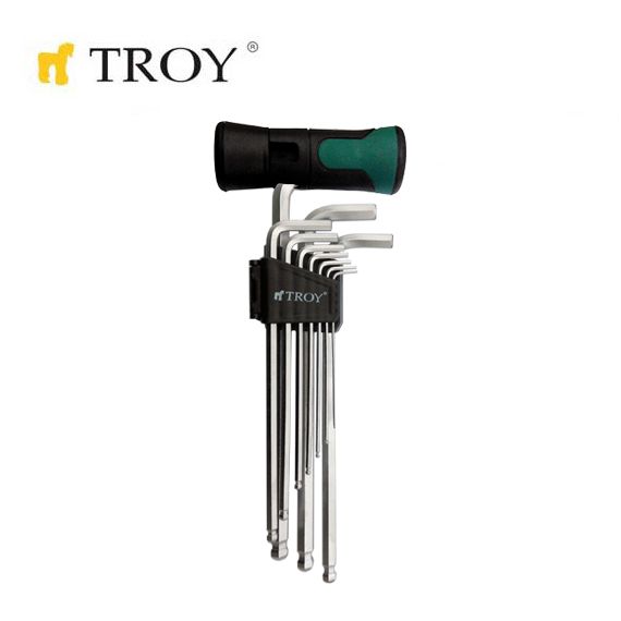 TROY 26202 Allen Anahtar Seti, (Bilya başlı, 11 Parça)