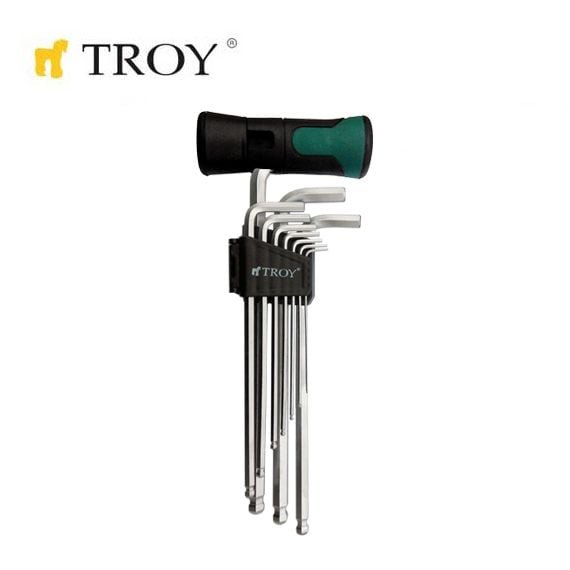 TROY 26202 Allen Anahtar Seti, (Bilya başlı, 11 Parça)