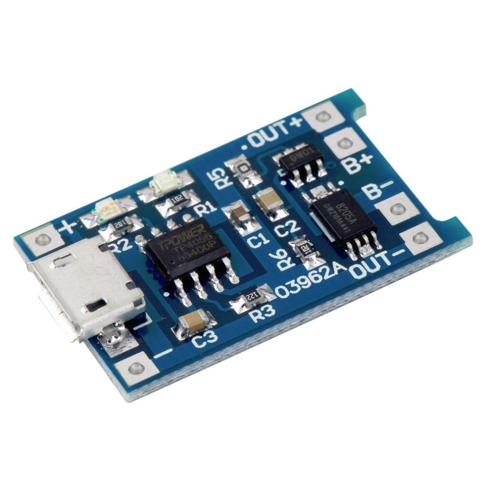 Arduino  TP4056 Akım Korumalı 1A Lipo Batarya Şarj Modülü(Micro USB)