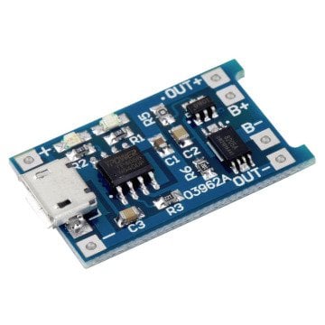 Arduino  TP4056 Akım Korumalı 1A Lipo Batarya Şarj Modülü(Micro USB)