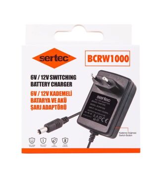 Sertec BCRW1000 6V/12V 1A Kademeli Batarya ve Akü Şarj Adaptörü