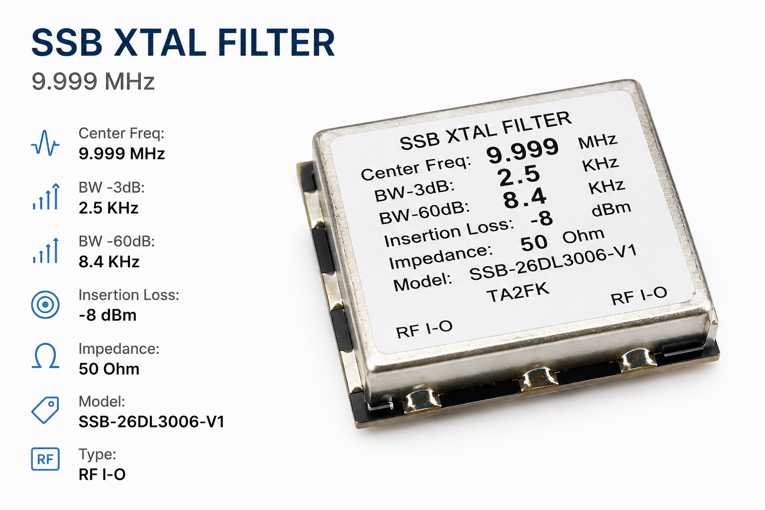 10 MHz SSB Kristal Filtre 8 Pole