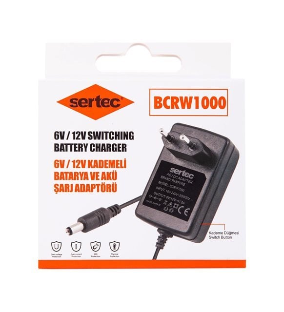 Sertec BCRW1000 6V/12V 1A Otomatik Batarya ve Akü Şarj Adaptörü