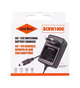 Sertec BCRW1000 6V/12V 1A Otomatik Batarya ve Akü Şarj Adaptörü
