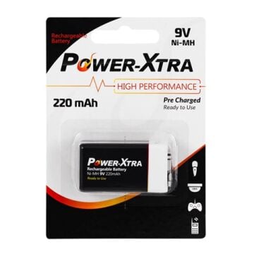 Power-Xtra 9V 220 Mah Kullanıma Hazır Şarjlı Pil - Tekli Blister