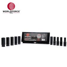 WORLDFORCE  Lokma Seti Uzun 10 Parça 1/2” 6 Köşe (10,12-15,17,19,21,22,24mm) Metal Kutu