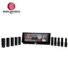 WORLDFORCE  Lokma Seti Uzun 10 Parça 1/2” 6 Köşe (10,12-15,17,19,21,22,24mm) Metal Kutu