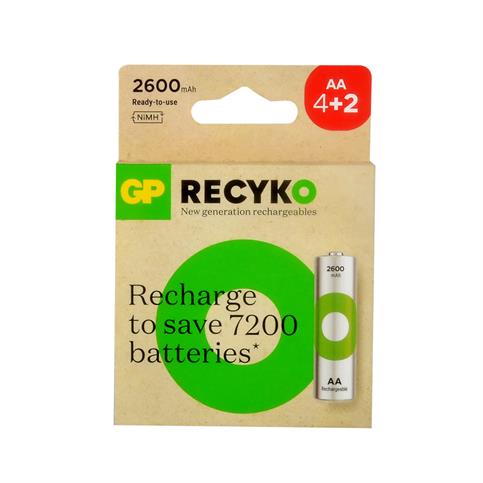 GP ReCyko 2700 Series 2600 mAh AA Size Kalem 4+2 Şarjlı Pil