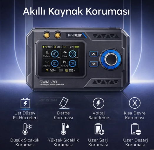 FNIRSI SWM-20 1200A Punta Kaynak Makinesi Dual Pulse Taşınabilir Spot Welder