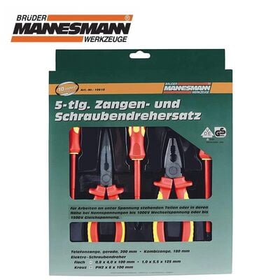 Mannesmann 10610 İzoleli VDE Pense ve Tornavida Seti, 5 Parça