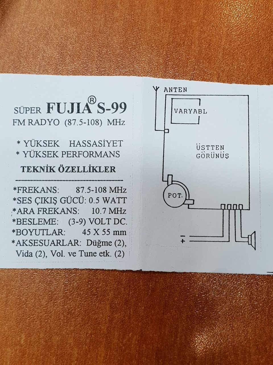 Fm Radyo Alıcısı (Fujia) K-5 Hazır Kit
