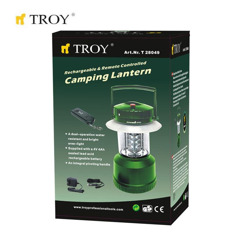 TROY 28049 Uzaktan Kumandalı Şarjlı Kamp Lambası, 20 LEDli