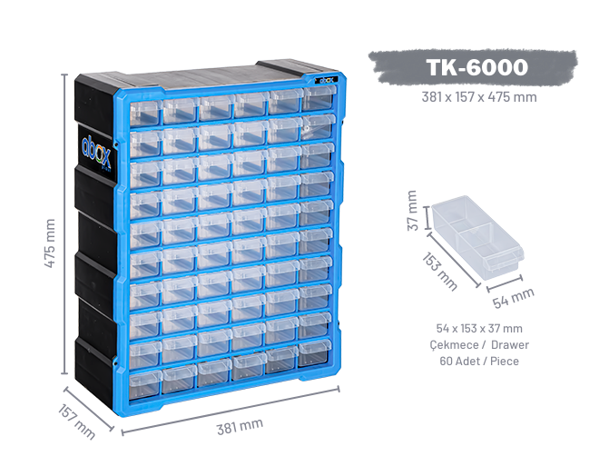 Plastik Monoblok  60 Çekmeceli set  TK-6000