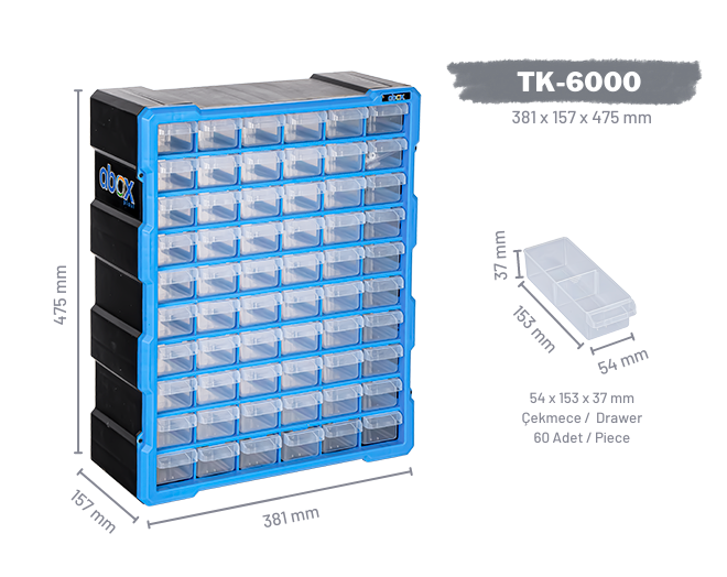 Plastik Monoblok  60 Çekmeceli set  TK-6000