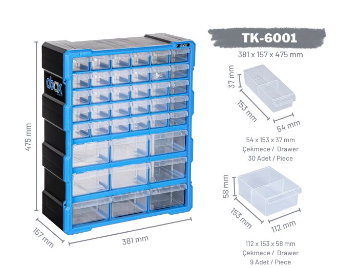 Plastik Monoblok  39 Çekmeceli set  TK-6001
