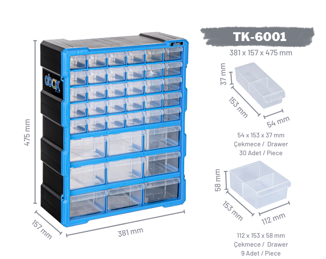 Plastik Monoblok  39 Çekmeceli set  TK-6001