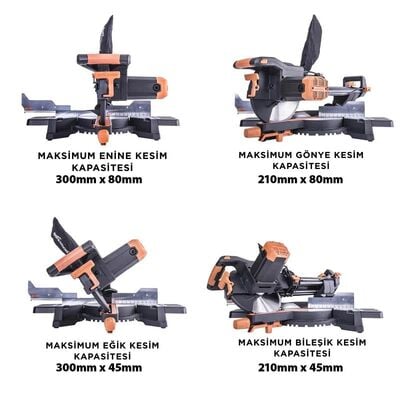 Evolution 052-0003A R255SMS+ Kızaklı Gönye Kesme Makinesi, 255mm