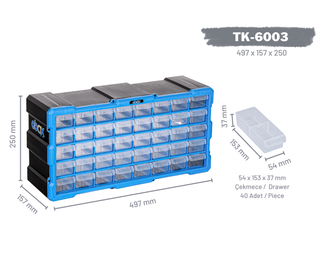 Plastik monoblok 40 çekmeceli set TK-6003