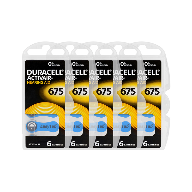 Duracell Hörgerätebatterien PR44/DA675 – 6 Stück, 1,4 V, Mit EasyTab-Lasche