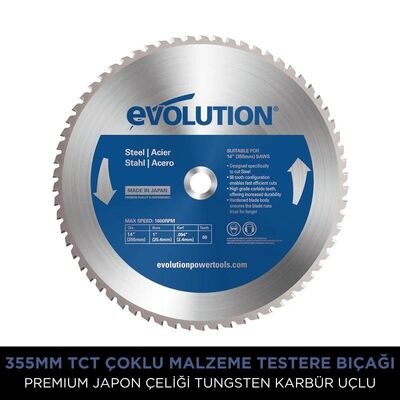 Evolution 084-0003 S355CPS Metal Profil Kesme Testeresi, 355mm