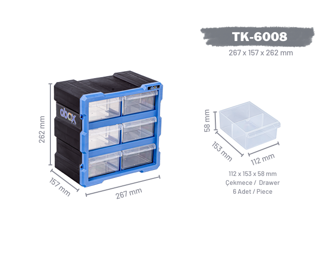 Plastik Monoblok 6 Çekmeceli Set TK-6008