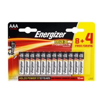Energizer Max AAA İnce Kalem Pil 8+4 12Li Blister