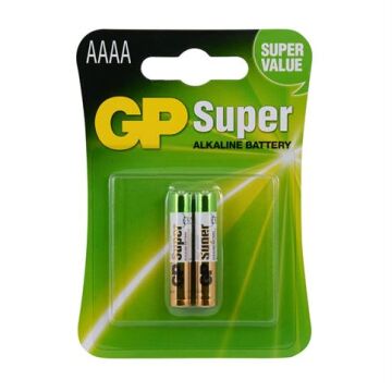 GP Super Alkalin 2 x AAAA , LR8D425 Size Extra İnce Kalem Pil
