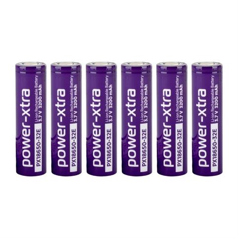 Power-Xtra PX18650-32E - 3.7V 3200 Mah Li-ion Şarjlı Pil - 3C 6 Lı Paket