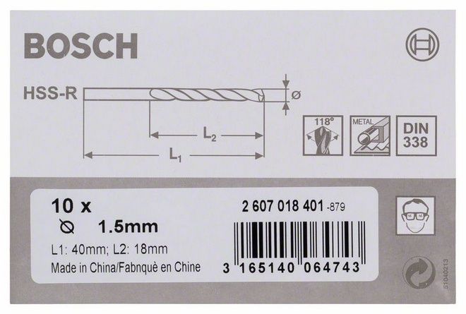 Metal matkap ucu HSS-R, DIN 338 1.5mm (10 adet)