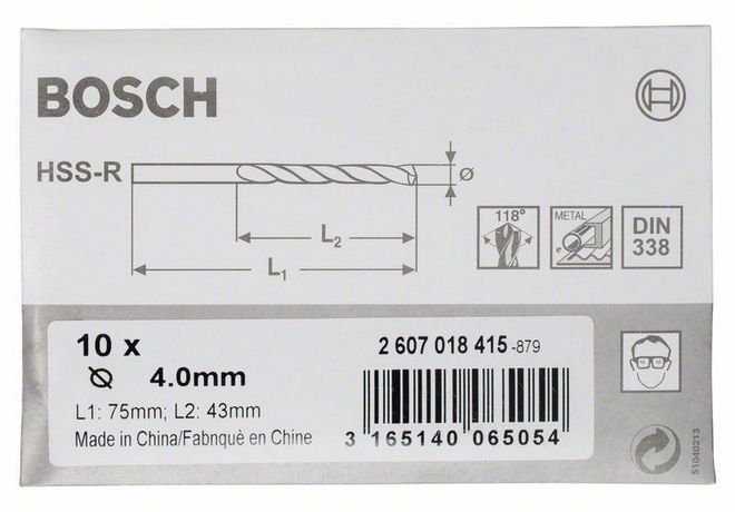 Metal matkap ucu HSS-R, DIN 338 4.0mm (10 adet)
