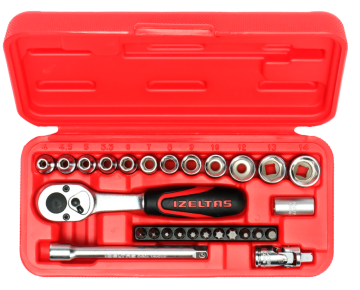 İZELTAŞ  14000 00 5132   1/4” Altı Köşe Lokma Anahtar ve Bits Set (27 parça, mm)