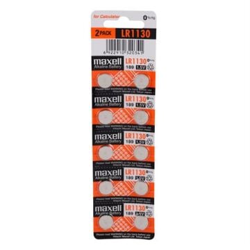 Maxell LR1130, 189 Alkalin 1.5V Pil 10'Lu